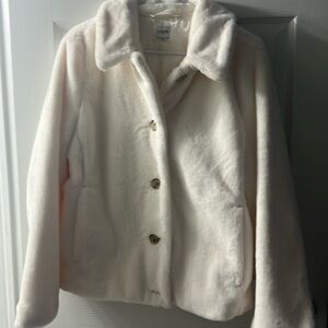 J Crew Ivory Faux Fur Coat? Jacket. Size 16